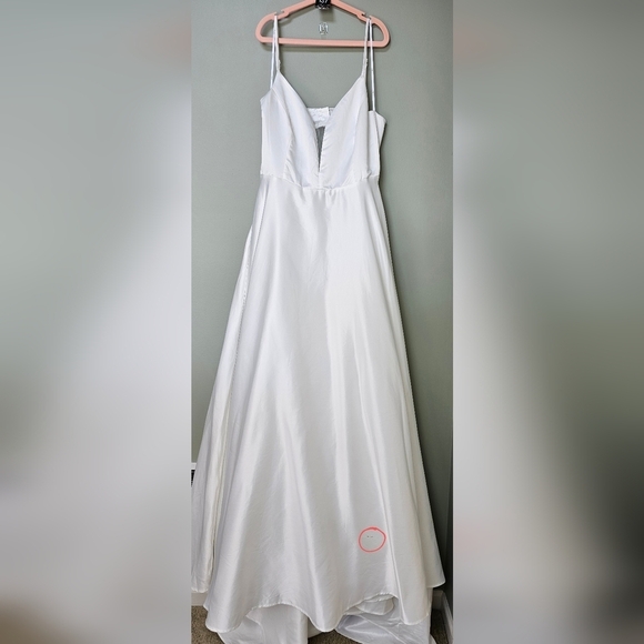 Lulus Exceptional Passion White Satin Cutout Maxi Dress Wedding Gown w Pockets L - Picture 14 of 15